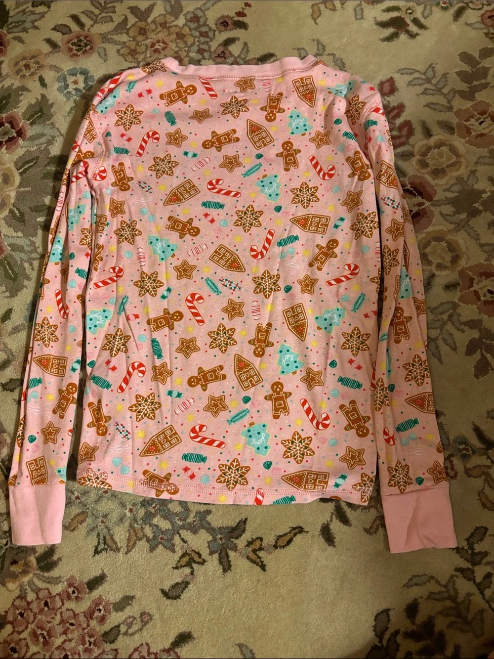 Old Navy Pink Holiday Gingerbread & Candy Cane Kids Pajama Set